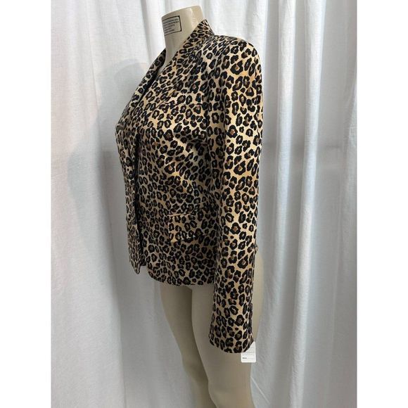 Michael Kors Women's Designer Leopard Blazer  Brown/Black Lined Size 6  #1170 - Picture 5 of 14